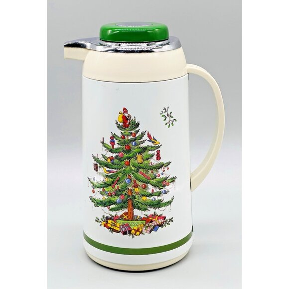 Spode Christmas Tree Thermal Carafe Hot or Cold Beverages 1 Liter Vintage In Box - Picture 2 of 10